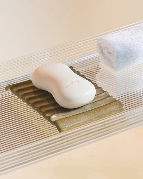 Soap Dish for Countertop with Self Drain, Ceramic Bar Soap Holder for Sink, Japanese Soap Saver for Shower, with Self Drain, Lift Soap Keep Dry, Y...