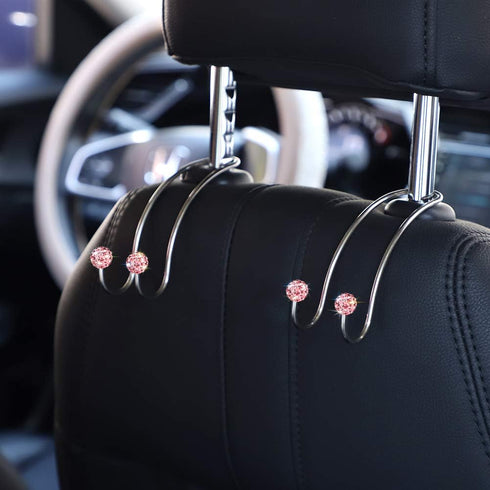 SAVORI Auto Hooks Bling Car Hangers Organizer Seat Headrest Hooks Strong and Durable Backseat Hanger Storage Universal for SUV Truck Vehicle 2 Pac...