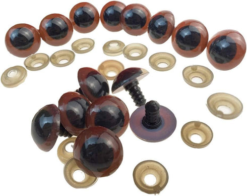 100PCS Brown Plastic Safety Eyes Craft Eyes for Sewing Crafting Buttons Teddy Bear Doll Stuffed Animals Puppet Doll Making DIY Crafts Toy Accessor...