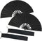 TIHOOD 2PCS Large Folding Silk Hand Fans - Chinese Tai Chi Fans for Men and Women Performance, Dance, Decorations, Festival, Gift (Black x2)...