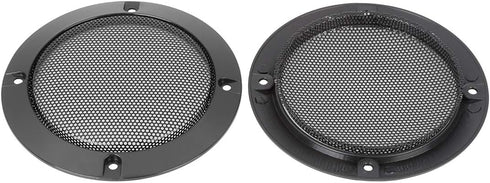 X AUTOHAUX 2pcs 4 Inches Metal Glossy Audio Speaker Cover Mesh Subwoofer Grill Horn Guard Decorative Circle Grille Protector Black for Car...