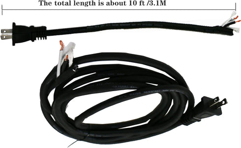 10 Feet Power Tool Cord Replacement,2 Prong 16AWG Oil Resistant Waterproof Rubber Flexible Cord (3.1Meters,Black) (16A2Prong)...