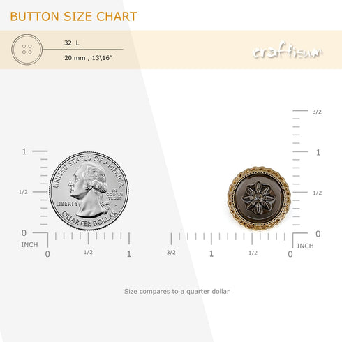 Star Inlaid Translucent Brown Sewing Metal Shank Buttons 10 Pcs - 20mm, 13/16"...