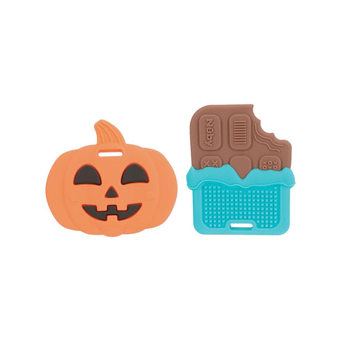 Nuby All Silicone Pumpkin & Chocolate Bar Teether – 2 pack, 3+ Months...