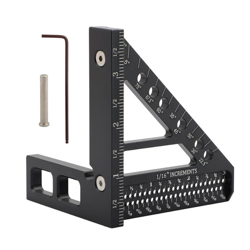 Carpenter Square Hole Position Scribing Ruler, 3D Woodworking Square Multi Angle 22.5-90 Degree Measuring Ruler with Angle Pin Versatile Speed Squ...