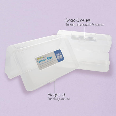 BAZIC Plastic Pencil Case Utility Storage Box, Clear Color, Multi Purpose Organizer for Pens Pencils, 4-Pack...