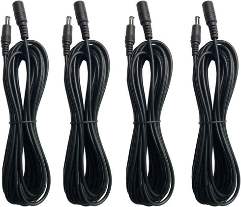 Power Extension Cord, 4Pack 10ft DC 12V Power Supply Adapter Extension Cable 2.1mm × 5.5mm Plug for IP Security Cameras, LED Lights Strip, Baby Mo...