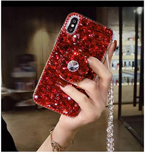 Case for Galaxy A03S,Diamond Kickstand Case for Galaxy A03S Case,3D Handmade Bling Diamond Glitter Phone Case for Samsung Galaxy A03S,2021(Red)...