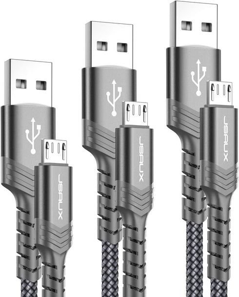 JSAUX Micro USB Charger Cable, (3-Pack 3.3ft+6.6ft+10ft) Android Charger Micro USB to USB A Nylon Braided Cord Compatible with Samsung Galaxy S6 S...