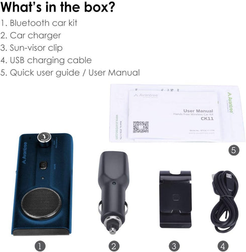 Avantree CK11 Bluetooth 5.0 Hands Free Cell Phone Car Kit, 3W Loud Speakerphone, Support Siri Assistant, Motion AUTO ON, Volume Knob, Wireless in ...