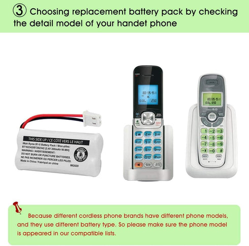 iMah BT162342/BT262342 2.4V 300mAh Ni-MH Cordless Phone Battery Pack, Also Compatible with BT183342/BT283342 AT&T EL52351 TL90070 VTech CS5119 DS6...
