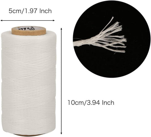 Tenn Well 328 Yards Leather Sewing Waxed Thread, 150D 1MM Hand Stitching Thread for Leather Craft DIY with Needle (White)...