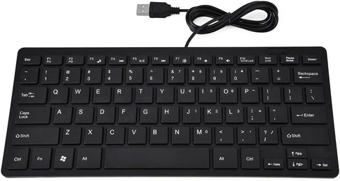 Yoidesu Mini Wired Keyboard, Thin Full Size USB Wire Corded Keyboard,Portable 78 Keys USB Multimedia Game Office Keyboard, Suitable for PC, Comput...