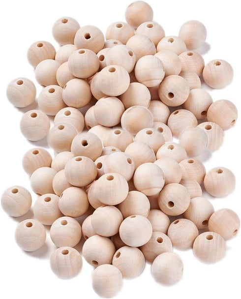 Round Natural Wood Beads Wooden Spacer Loose Beads for Jewelry Hair Accessories Garland Making DreamCatchers DIY Craft Supplies (30mm 50pcs)...