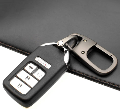 MECHCOS Metal Keychain Car Fob Key Chain Holder Clip with Detachable Valet Key Ring & Anti-Lost D-Ring for Men and Women - Gunmetal...