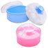 2Pcs Talcum Powder Brush with Holder - Dusting Powder with Puff for Women Set, 3.6x2.45 Pink and Blue Colors, Easy to Clean and Store, Gentle and ...