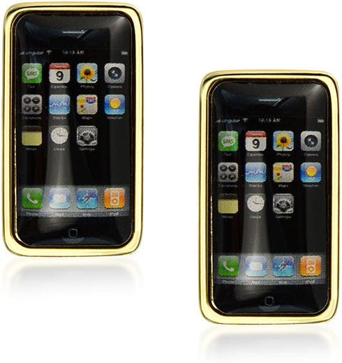 Computer Greek USB Texting @ Black Smart Phone Cufflinks For Men Executive Graduation Gift Bullet Hinge Back Gold Plated Stainless Steel...