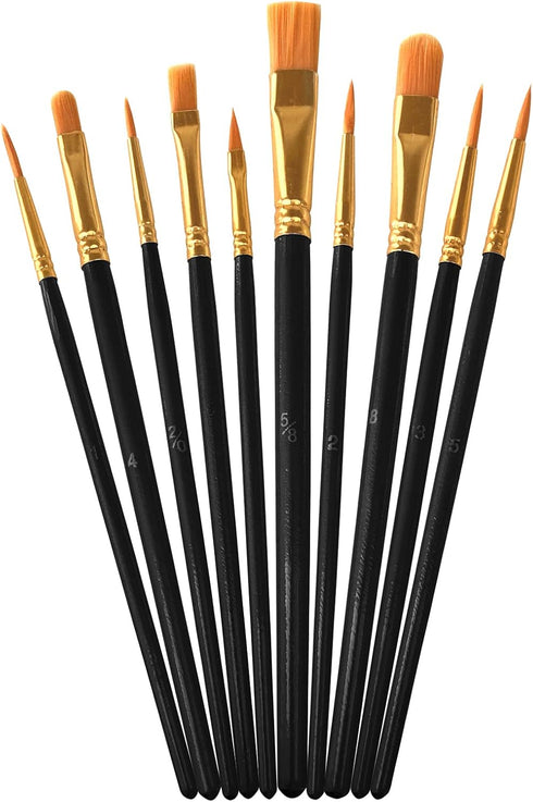 6 Pack 60 Pcs Black Paint Brushes Set, Nylon Hair Detail Brush, Suitable for Painting Studio or School, Oil Brushes, Watercolor Brushes, Artist Br...