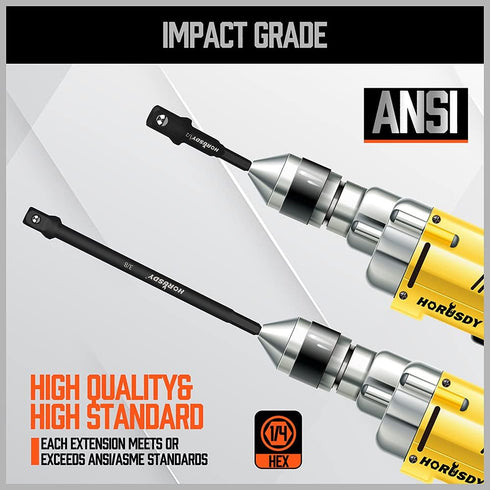 HORUSDY 6-Piece Impact Grade Power Drill Sockets Adapter Sets, 3-Inch and 6-Inch Hex Shank Impact Driver Socket Adapter, Socket to Drill Adapter 1...