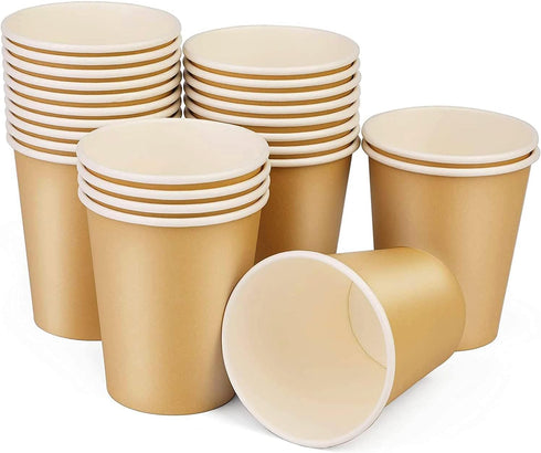 25 Pack 8 oz Disposable Paper Cups, Disposable Coffee Cups, Hot/Cold Beverage Drinking Cup for Offices, Home Kitchens, Coffee Shops?Khaki?...