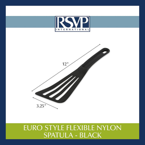 RSVP International Kitchen Tool Collection Dishwasher Safe, Angled, 12x3.25", Nylon Euro Style, Black...