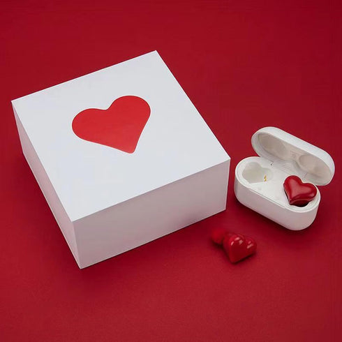 GOWENIC Heart Shaped Heart Earbuds Earphones, Cute Girls Wireless Earbuds with Built in Battery Ships HiFi Stereo Bluetooth Earphones for Music Ca...