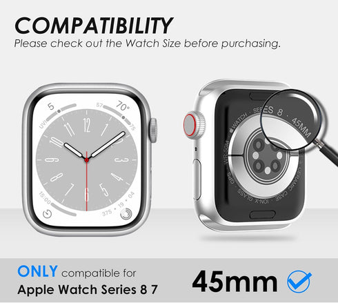 (2 in 1) KADES for Waterproof Apple Watch Screen Protector Case Series 9 8 7 45mm Accessories, Protective PC Face Cover Built-in Tempered Glass Fi...