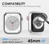 (2 in 1) KADES for Waterproof Apple Watch Screen Protector Case Series 9 8 7 45mm Accessories, Protective PC Face Cover Built-in Tempered Glass Fi...