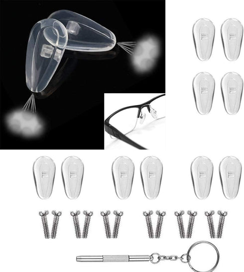 Eyeglass Nose Pads Screw-in Repair Kit Anti-Slip Soft Silicone Air Chamber Bag Glasses Pieces with Screws and Screwdriver Sunglasses...