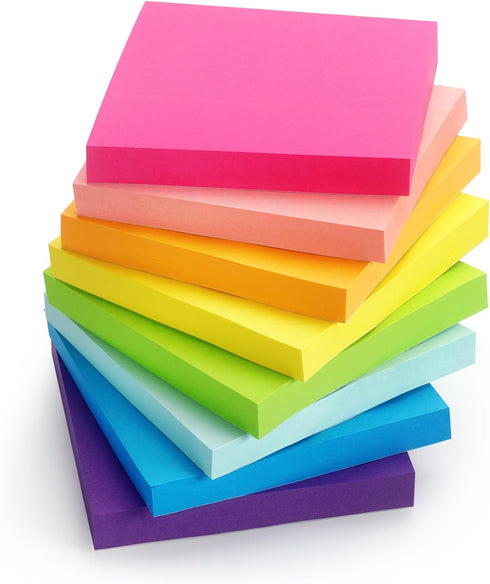Sticky Notes 3x3 inch Bright Colors Self-Stick Pads 8 Pads/Pack 85 Sheets/Pad Total 680 Sheets...