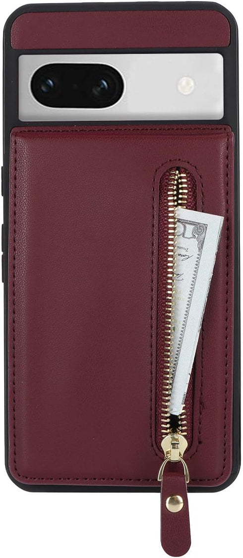 for Google Pixel 7A Case with Card Holder for Women, for Google Pixel 7A Phone Case Wallet with Credit Card with Ring Kickstand Zipper Shockproof ...