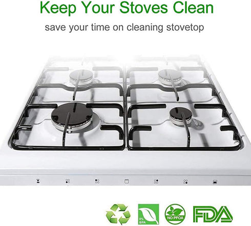 Stove Burner Covers,0.3 MM Double Thickness,8 Pack,Gas Stove Burner Liners,Non-stick Reusable Gas Range Stove Top Covers for Kitchen,Cuttable,Easy to Clean,Silver,Size 10.6” x 10.6”