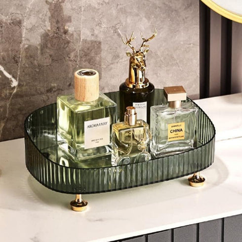Makeup Perfume Organizer, Bathroom Vanity Tray, Decorative Dresser Tray, Countertop Organizer Tray for Cosmetics, Dark Green...