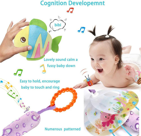 Baby Toys Stroller Toy Clip On Car Seat Toys for Infant, Babies Hanging Toy with Rattle for Toddlers Gift (Marine Animals)...