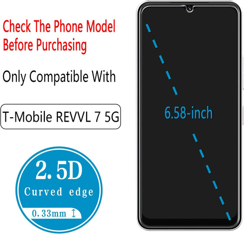 HPTech (2 Pack) Designed for T-Mobile REVVL 7 5G Tempered Glass Screen Protector, Anti Scratch, Bubble Free...