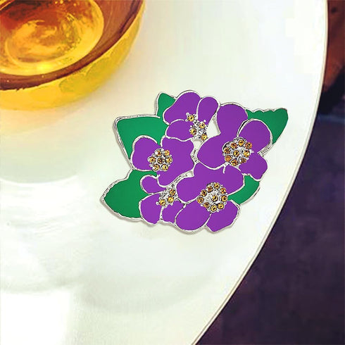 African Black Lady Social Floral Violet Pin Purple Flower Brooch Women Jewelry Gifts...