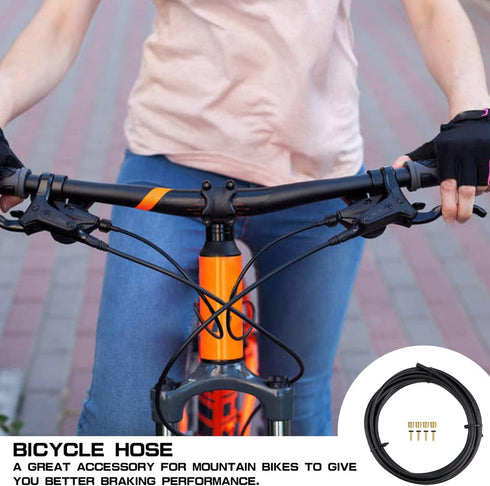 Bike Hydraulic Disc Brake Hose Kit Including 3000mm Hydraulic Brake Oil Tube 4Pcs Olive and Connector Inserts for Mountain Bike Replacement...