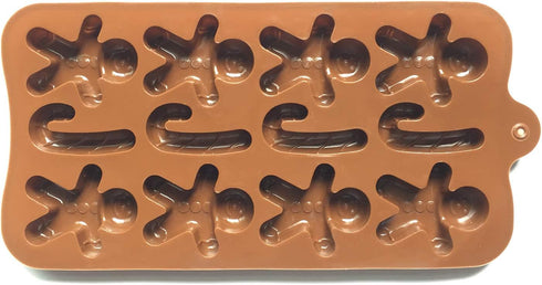 2pcs Christmas Silicone Molds for Baking Jelly Soap, Candy Cane, Gingerbread Men Chocolate Candy Mold (2 Shapes)...