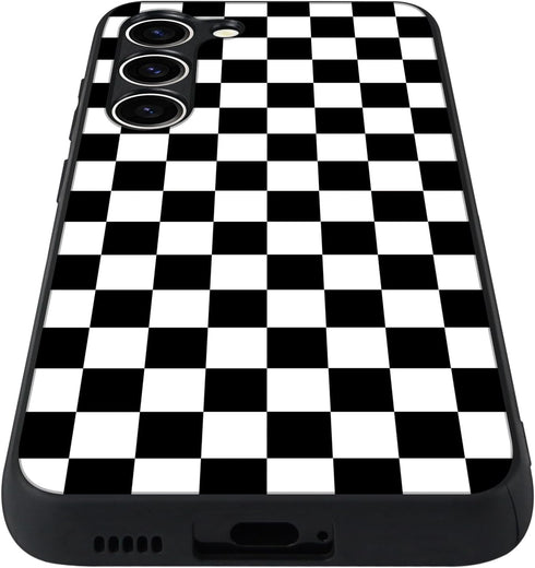 Tnarru Compatible with Samsung Galaxy S23+ Case Checkered Pattern Hard PC Back and Soft TPU Sides Scratchproof Shockproof Protective Case for Sams...