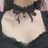 Gothic Lace Choker Necklace Black Crystal Bow Collar Necklace Sexy Velvet Bowknot Stretchy Choker Halloween Costume Necklace Jewelry Accessories f...