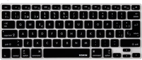 XSKN Spanish Language Silicone Keyboard Skin Cover for MacBook Air 13 & MacBook Pro 13 15 17 inch (US& European ISO Keyboard) (Black)...