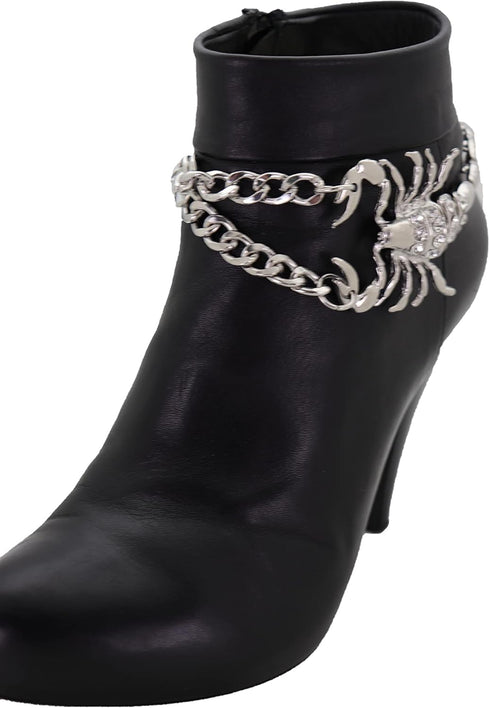 Women Western Fashion Boot Silver Metal Chain Bracelet Shoe Anklet Scorpion Charm Jewelry Accessory...
