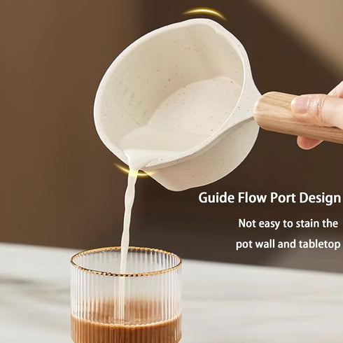 JUSTUP Mini Egg Pan & Omelet Pan,4.3 Inch Milk Pan with Wooden Long Handle,Small Frying Pan Suitable for Breakfast,PFOA Free (White)...