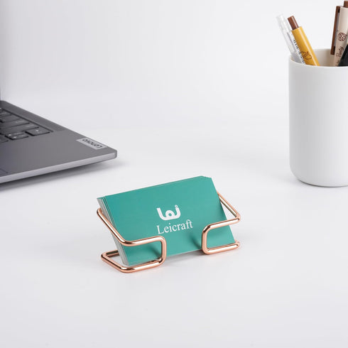 Business Card Holder for Desk, Cute Metal Card Organizers and Office Desk Accessories for Men and Women (Rose gold)...