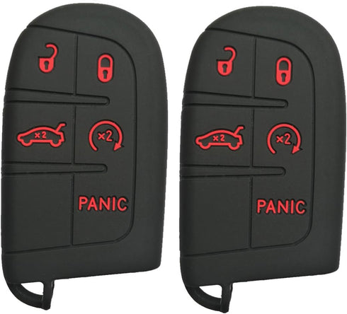 Qty(2) 5Btn Smart Key Fob Cover Case Protector for Jeep Grand Cherokee Renegade Chrysler 300 Dodge Durango Charger Challenger Journey Fiat Remote...