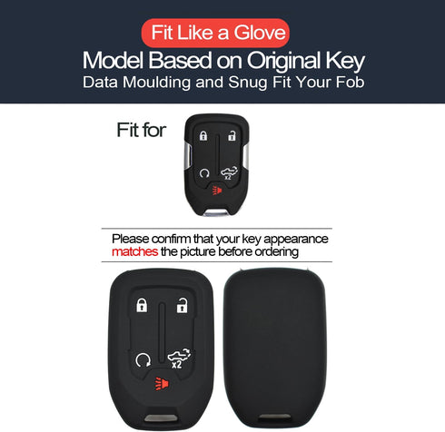 1PCS Compatible with Chevy Chevrolet Silverado GMC Sierra 1500 2500 HD 3500 HD Silicone Smart Key Fob Cover Case Protector Truck Accessories Fob H...