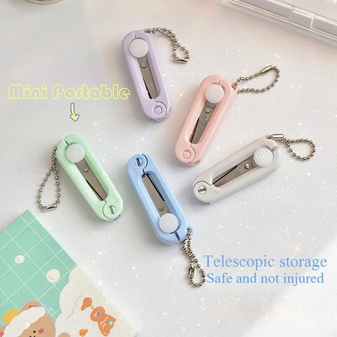 2pieces Portable small scissors Kids stationery mini travel scissors Office Cutting foldable scissors small...