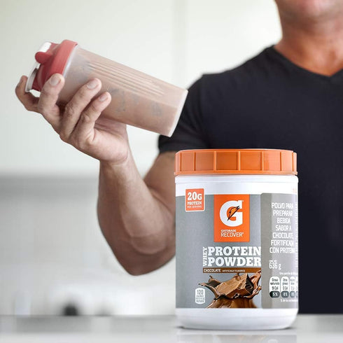 Gatorade Whey Protein Powder, Chocolate, 22.4 Ounce (20 servings per canister, 20 grams of protein per serving)...