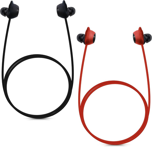 kwmobile Straps Compatible with Samsung Galaxy Buds/Buds Plus - 2X Silicone Holder for Wireless Earphones - Black/Red...