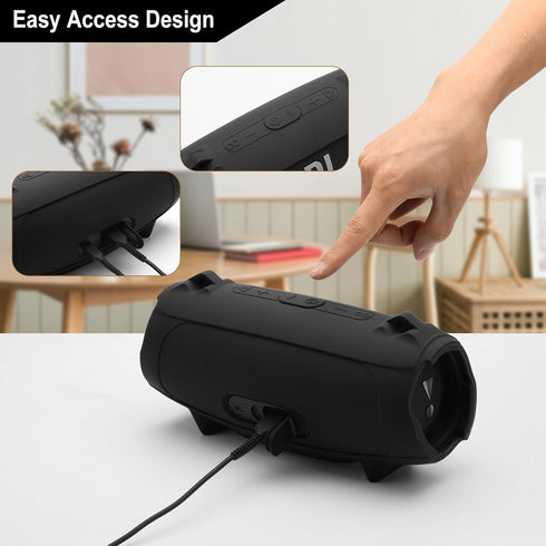 TXEsign Silicone Case Cover for JBL Charge 5 Portable Bluetooth Speaker, Travel Carrying Protective Case w Shoulder Strap Holder Full Protection C...